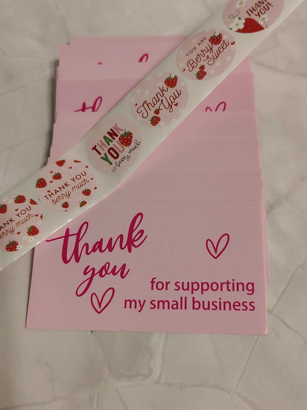 49 Pink Thank You Cards and 1
